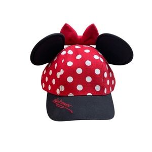 Disney Parks Hat Walt World Minnie Mouse Girls Ears Bow Red Black Size Youth